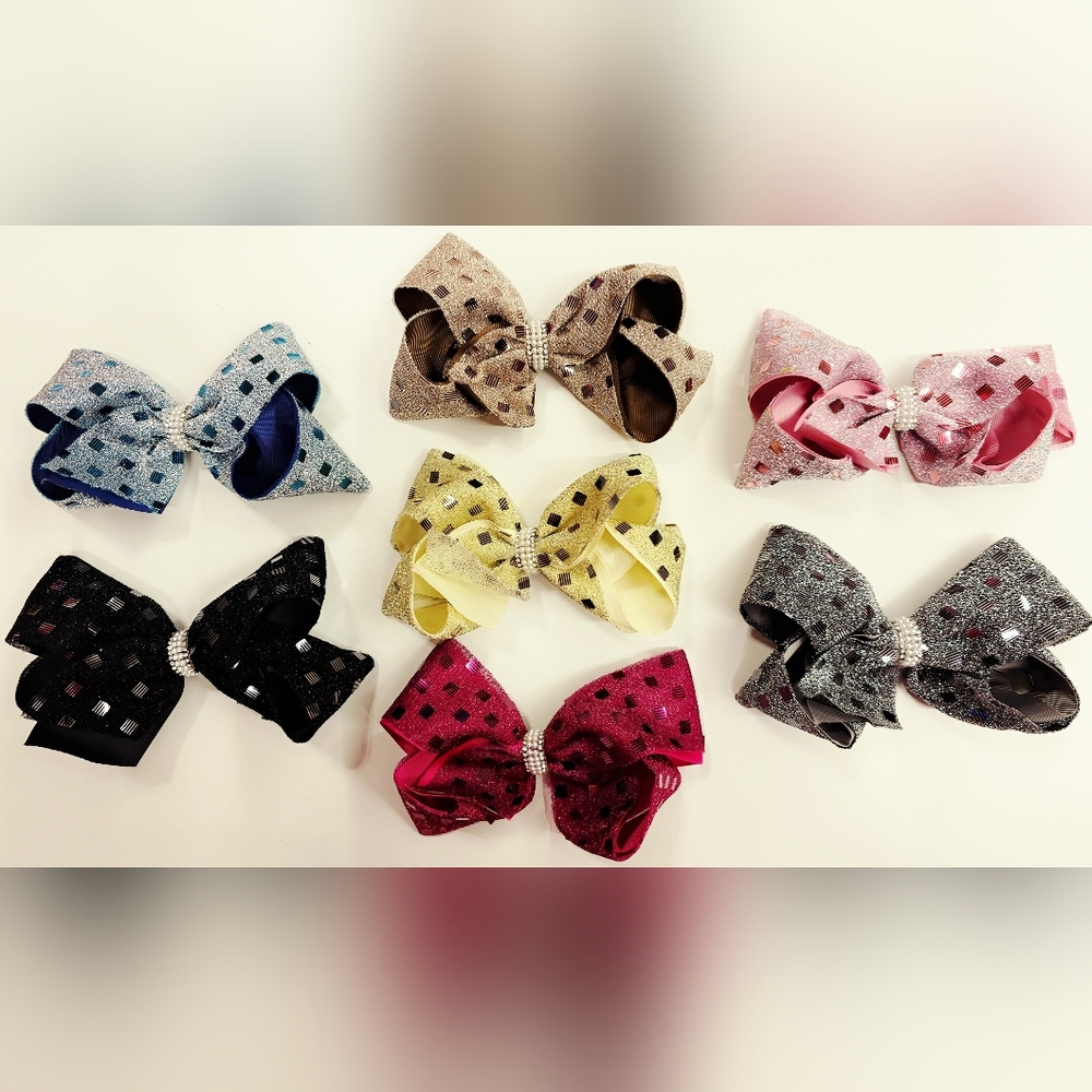 Colorful Hair Bow Hair Clips Set Of 7